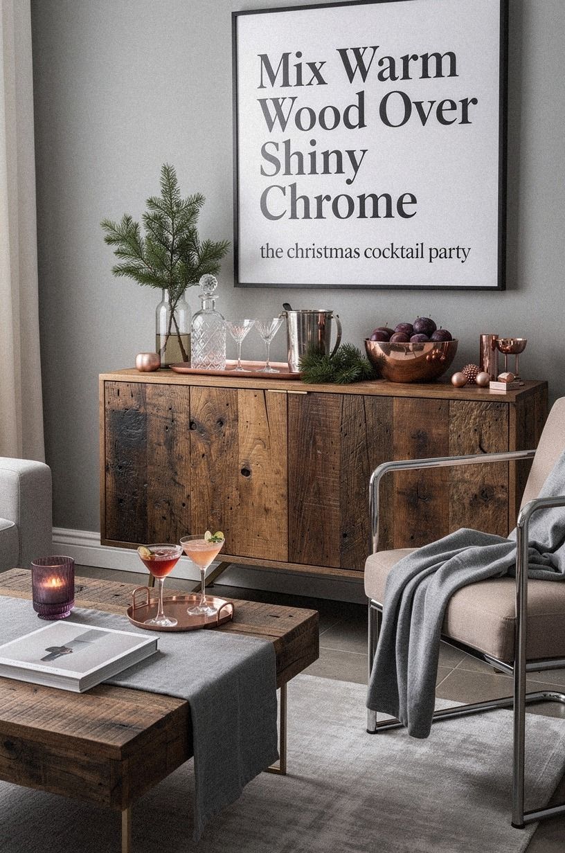 Mix Warm Wood Over Shiny Chrome