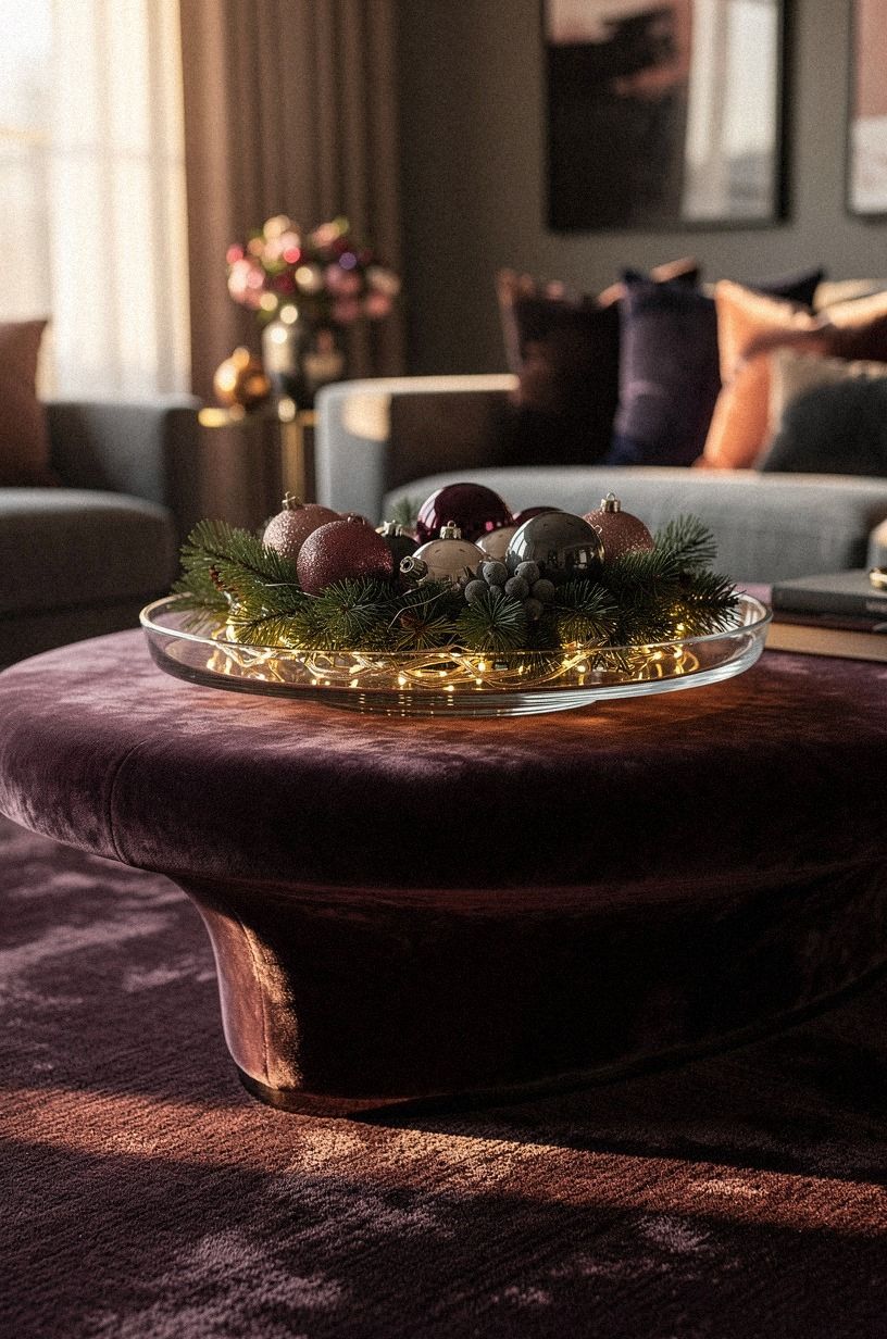Arrange Ornaments in a Low Glass Bowl