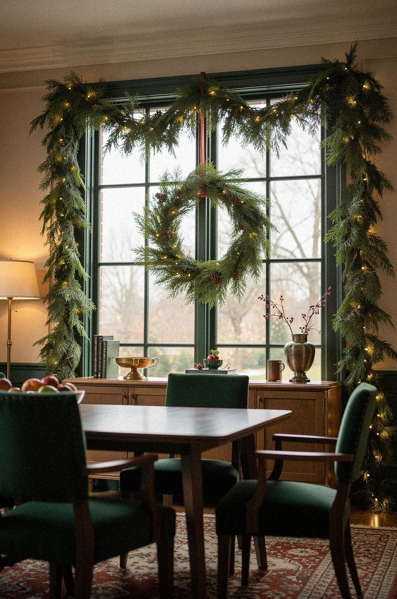 Frame Windows With Soft Evergreen
