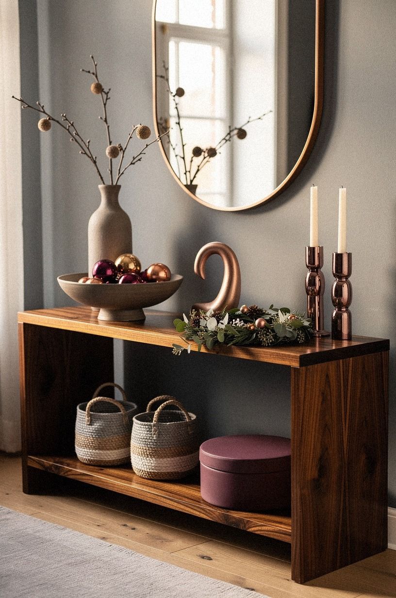 Create a Console Table Christmas Decor Still Life