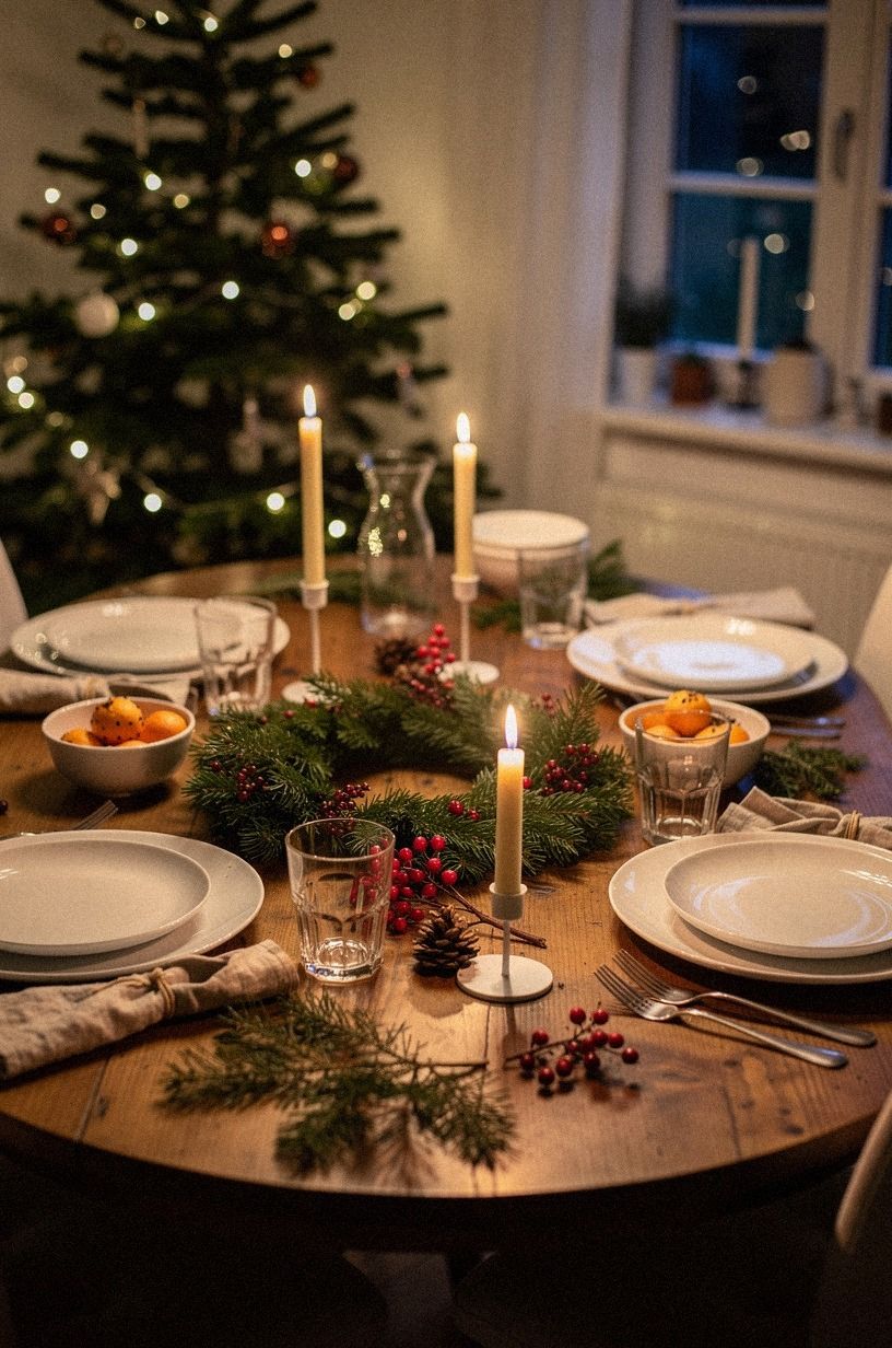 Set Each Place with Fewer Christmas Eve Dinner Decorations