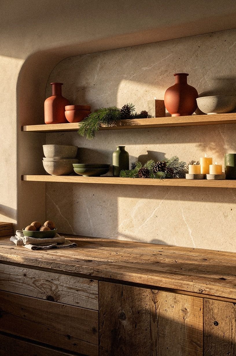 Build the Two-Wood Rule Into Your Christmas Kitchen Shelf Ideas