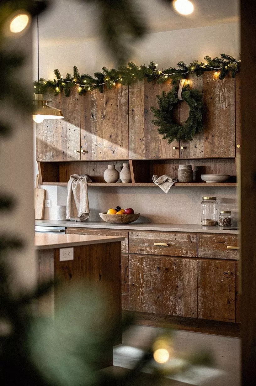 Hang a Garland Above the Cabinets