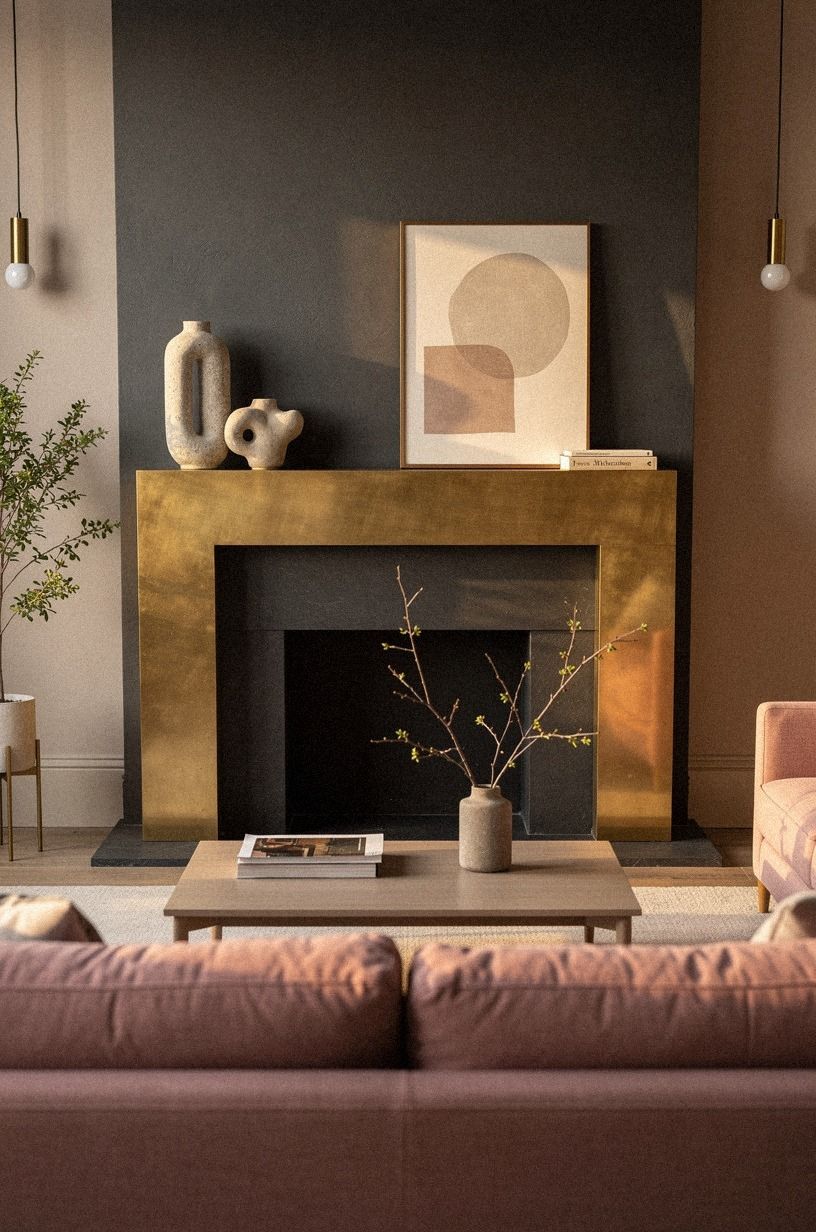 Photograph the finished mantel from the sofa