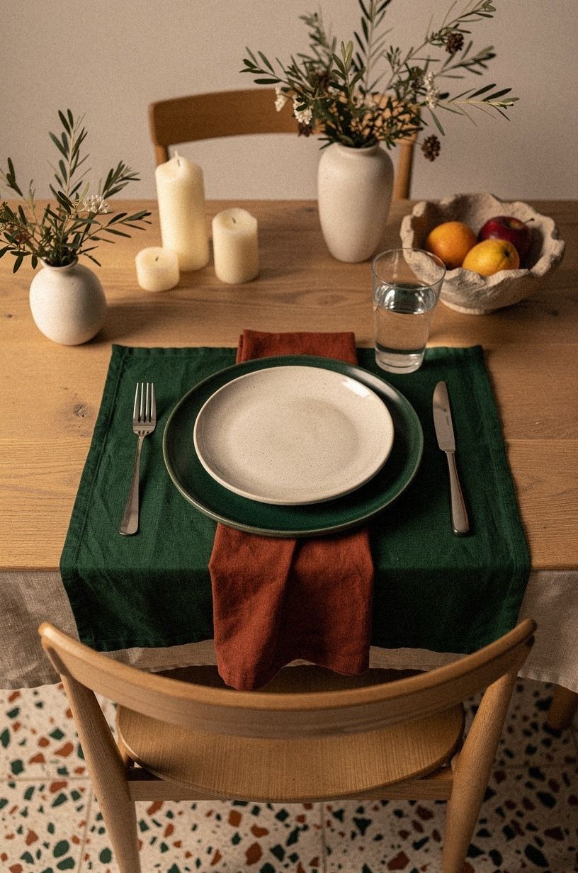 Layer a Linen Base for Christmas Place Settings