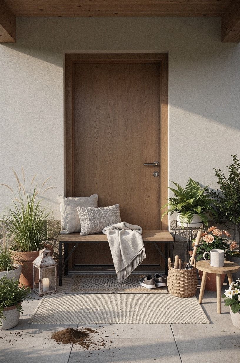 Anchor the Porch With a Layered Outdoor Rug