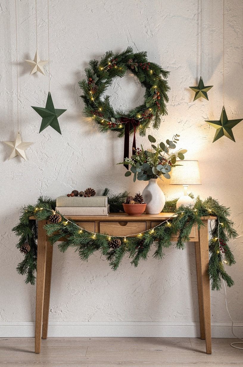Hang Paper Stars and Real Greenery