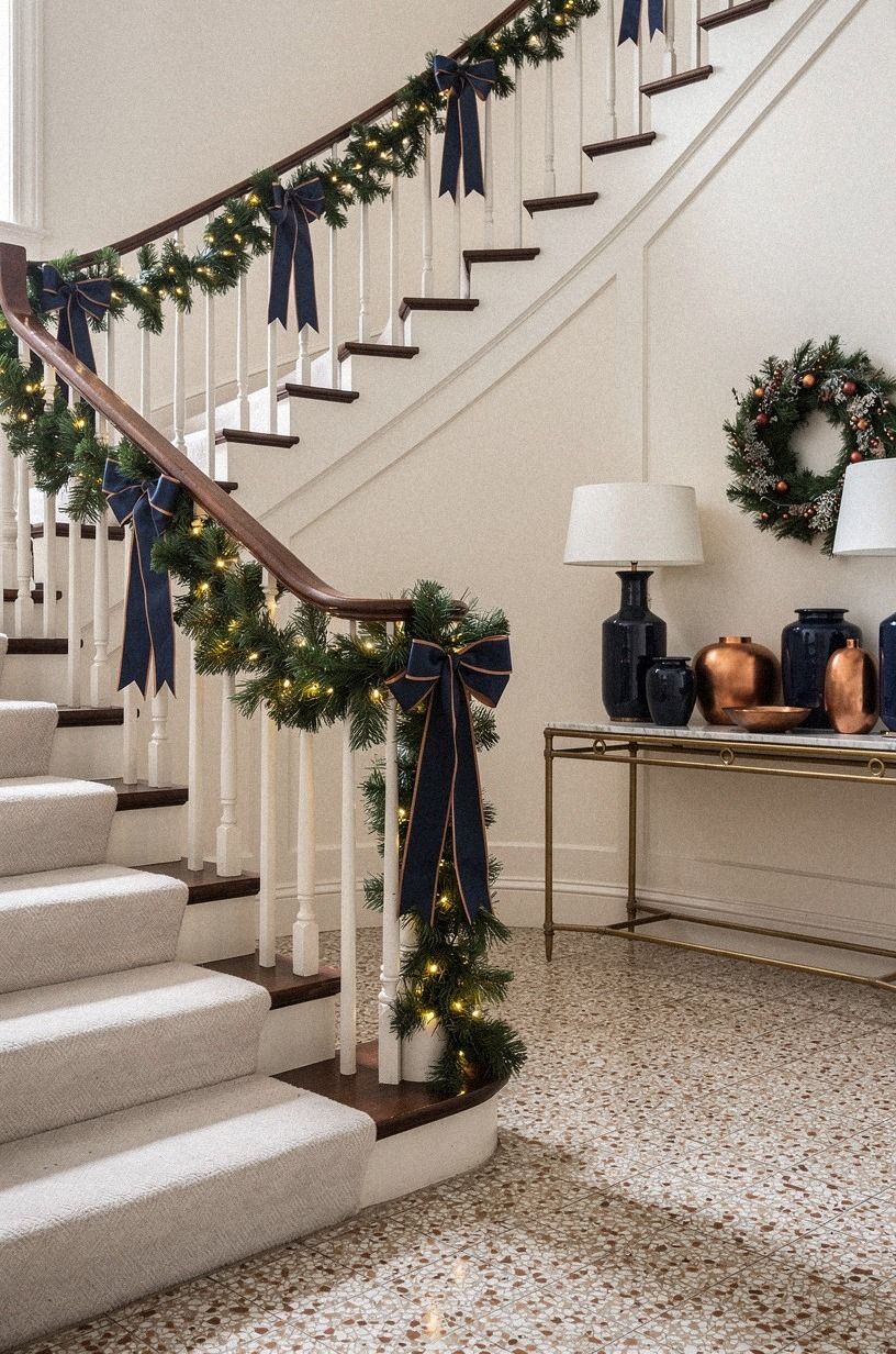 Frame Staircase Ribbon Ideas With Repeated Bows
