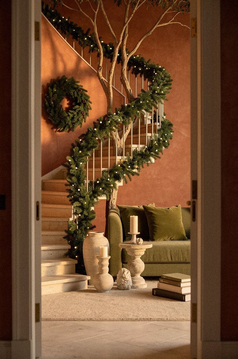 Weave Staircase Ribbon Ideas Through the Branches