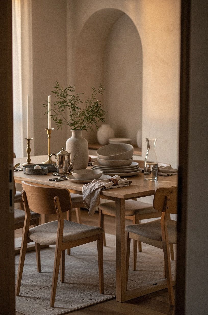 Mix old silver with new stoneware