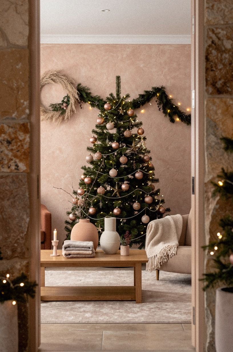Swap sparkle for soft blush and champagne
