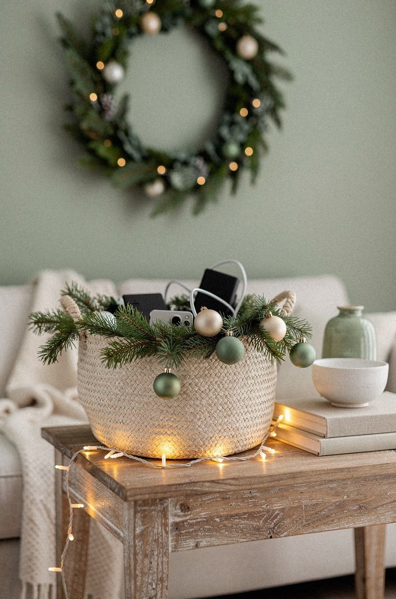 Use a Low Basket to Hide the Wiring and Spare Pieces