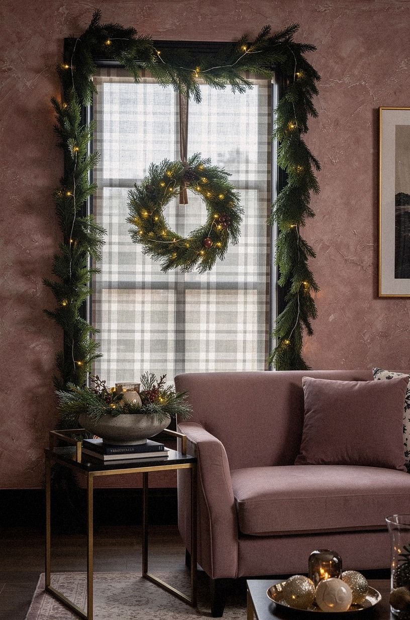 Layer Plaid Fabric Behind the Glass