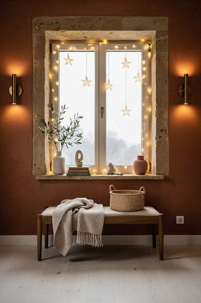 Mix Christmas Window Lights Ideas With Candlelight