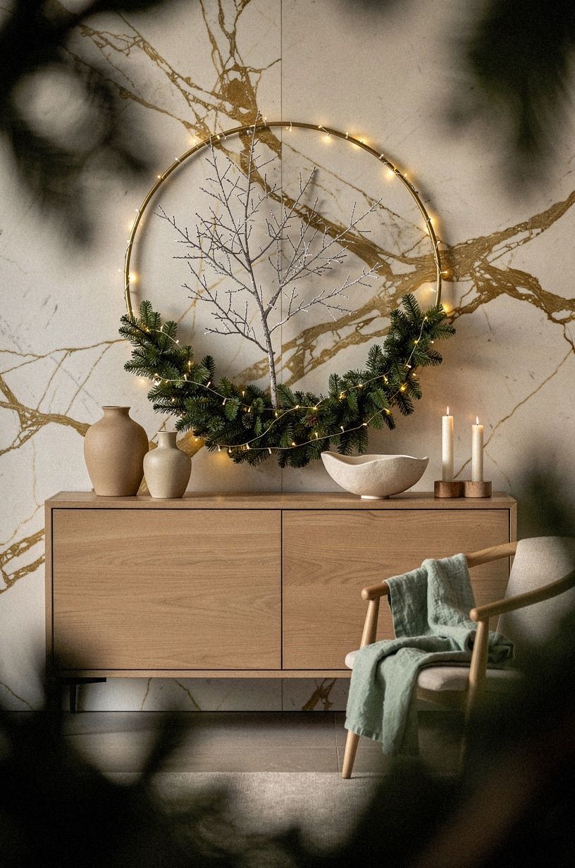 Build a brass hoop with one winter branch