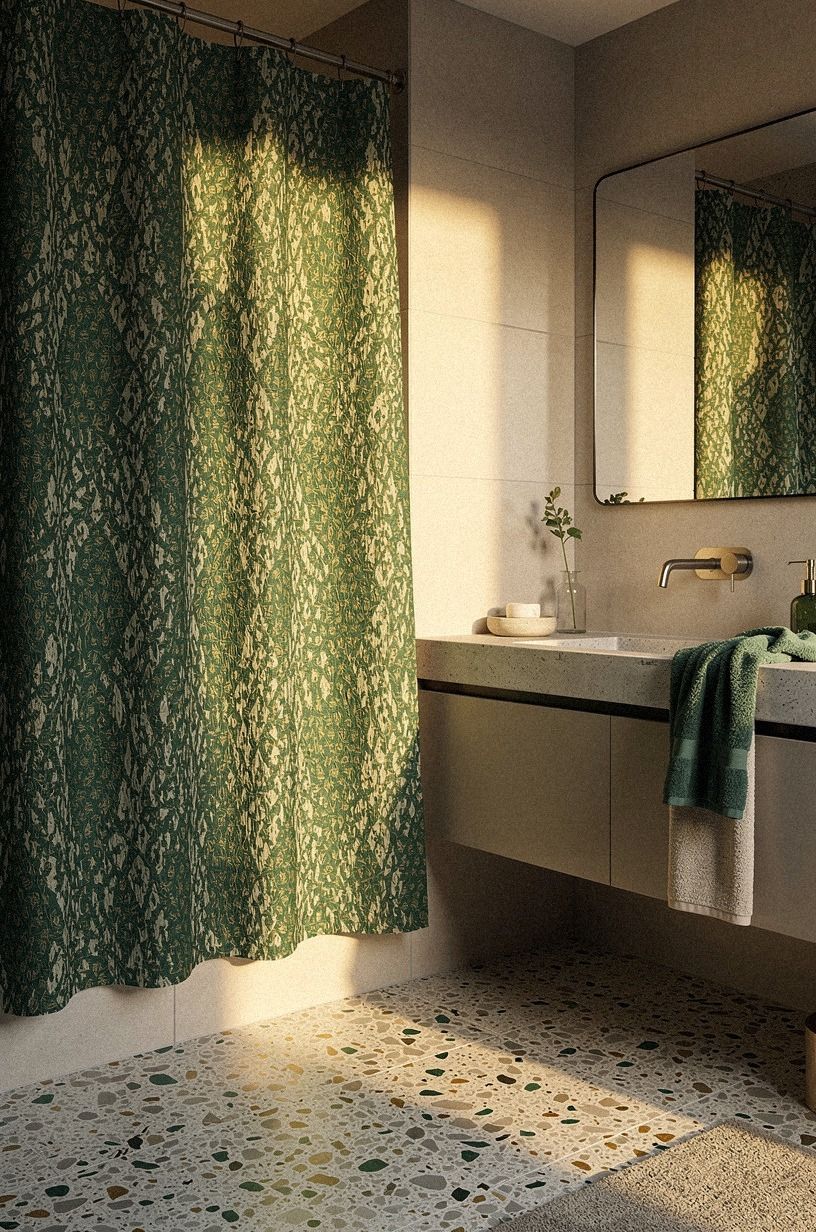 Choose a patterned shower curtain over tile