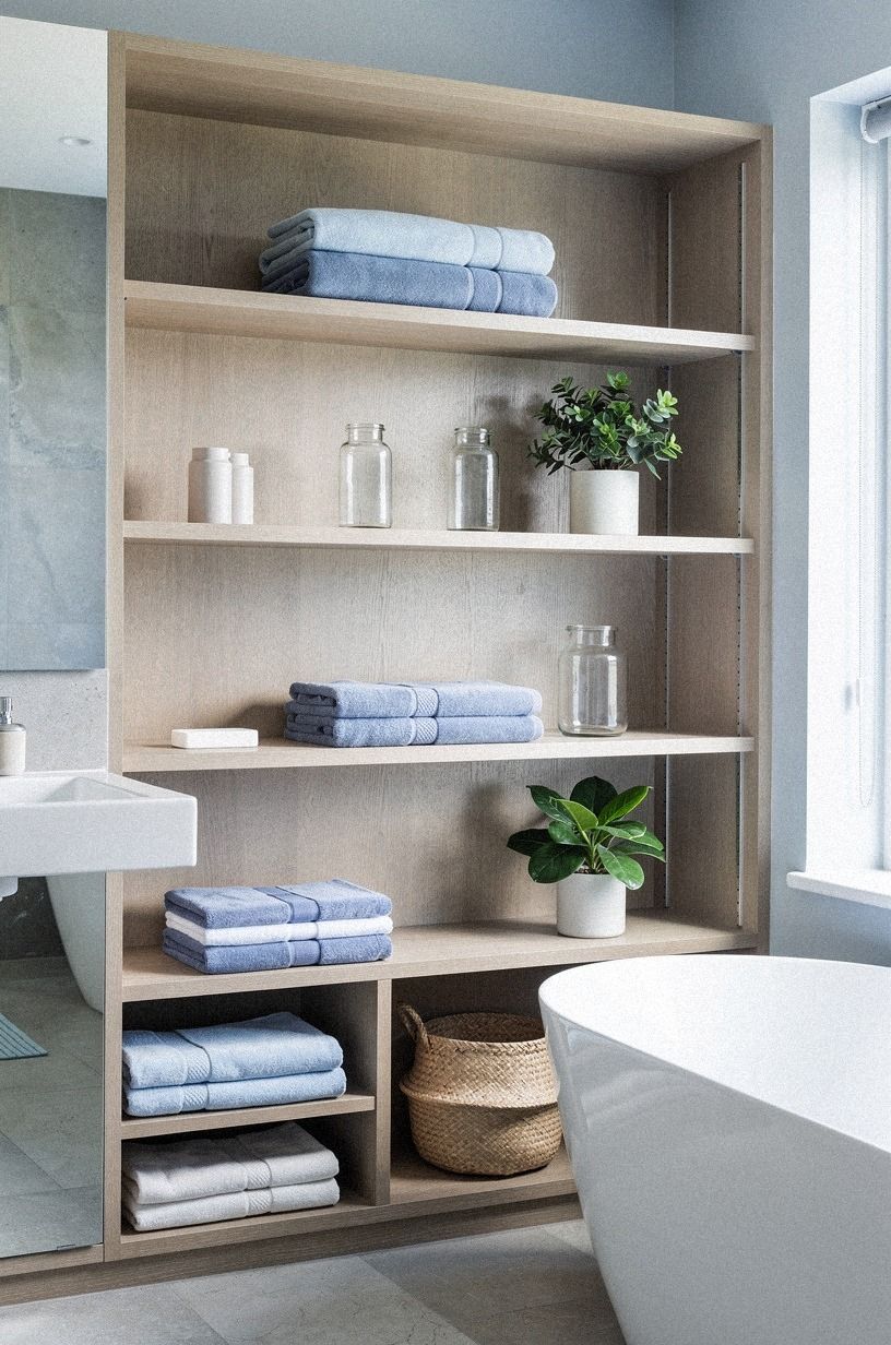 Choose open storage over a bulky cabinet