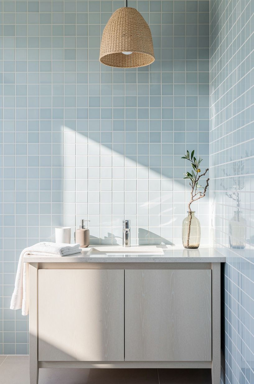 Hang a woven pendant over the sink