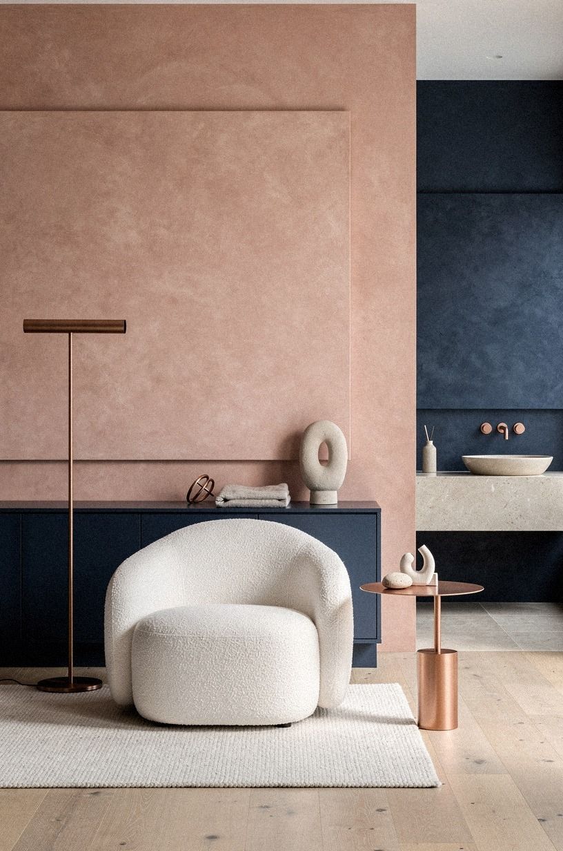 Mix blue with pale terracotta