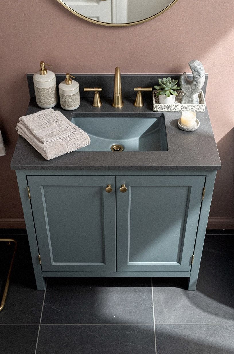 Paint the vanity in a blue-green shade