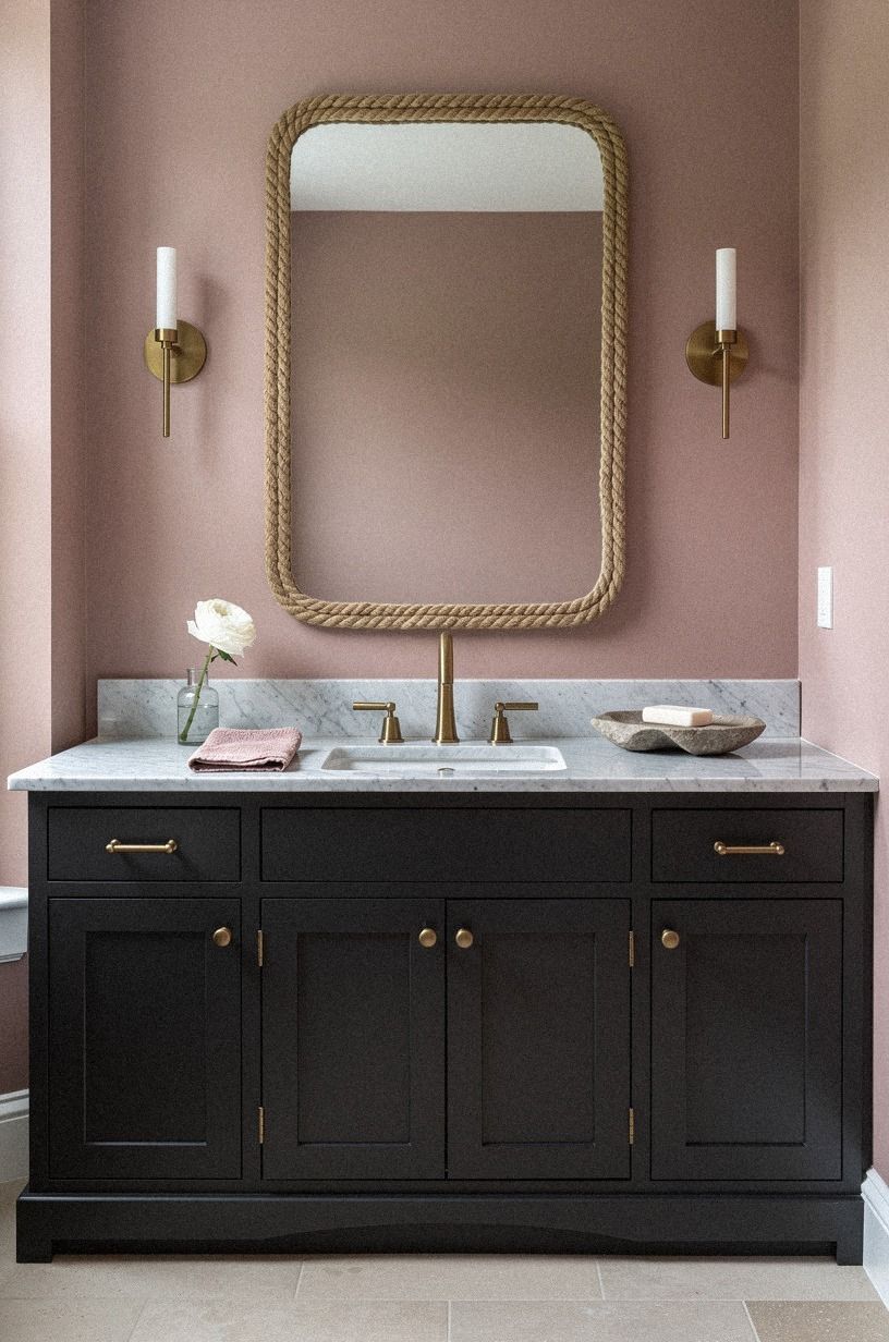 Swap a plain mirror for a rope-framed one