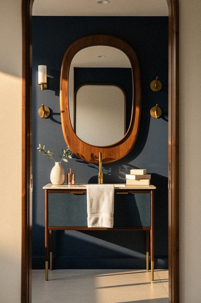 Frame the Mirror With a Rounded Walnut Shape