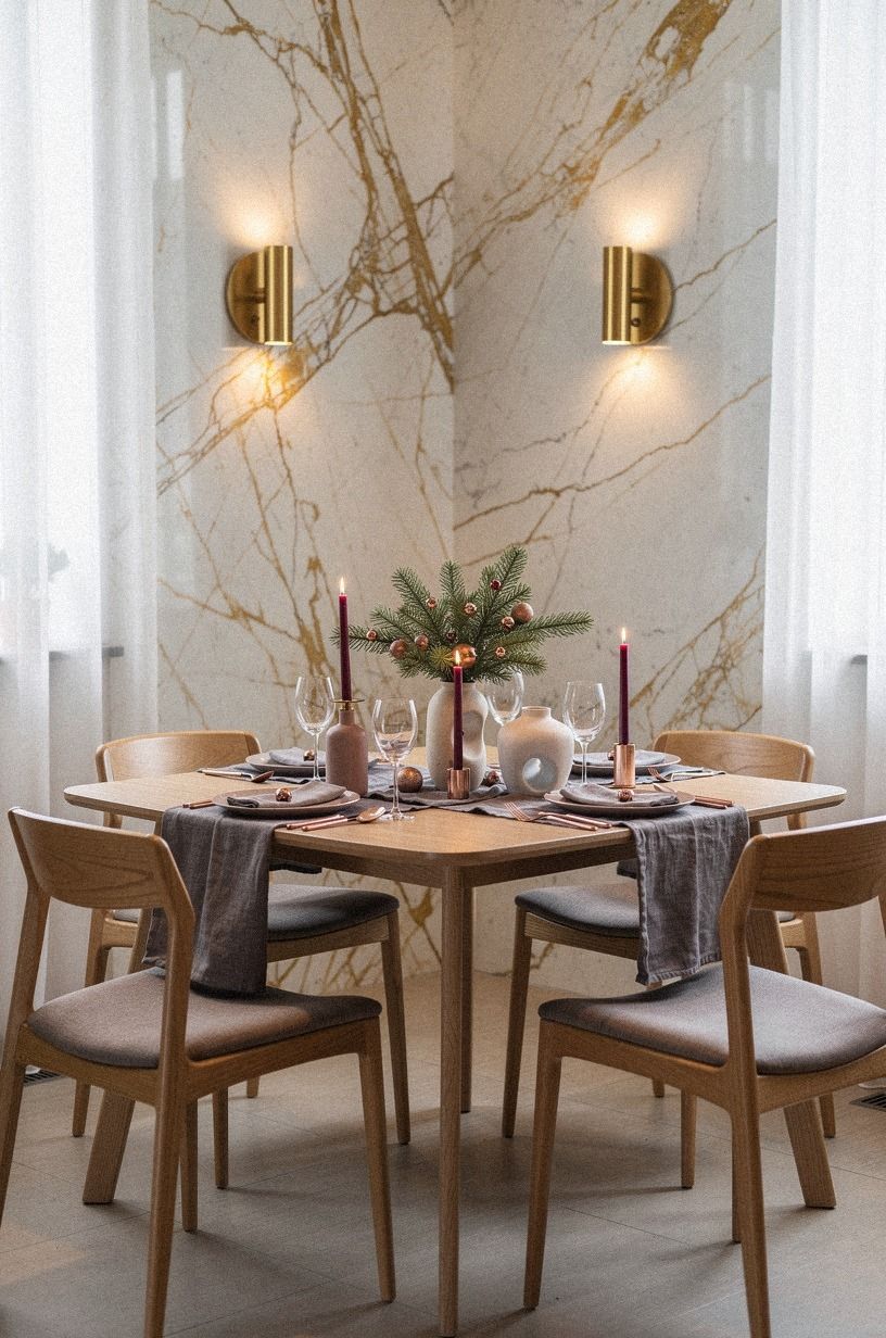 Choose candlelight over overhead glare for small Christmas dinner party