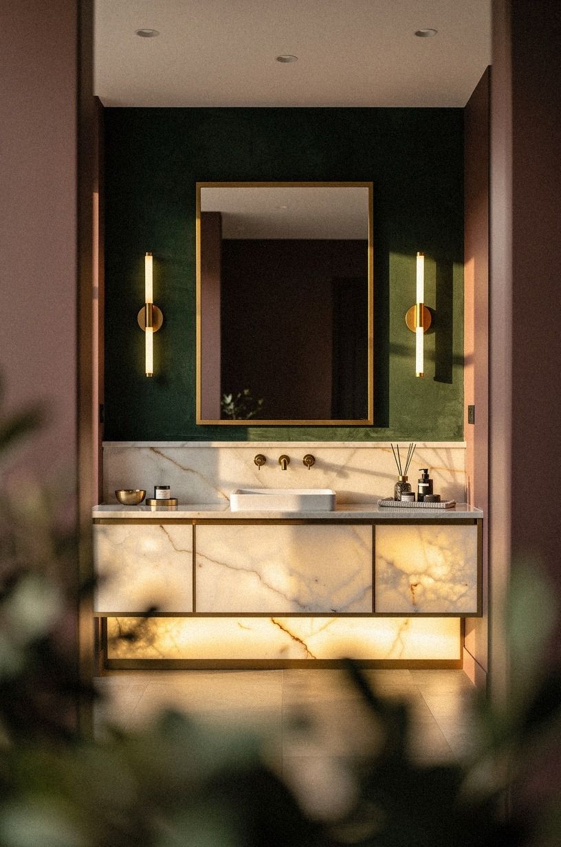 Layer a framed mirror over green color drenching