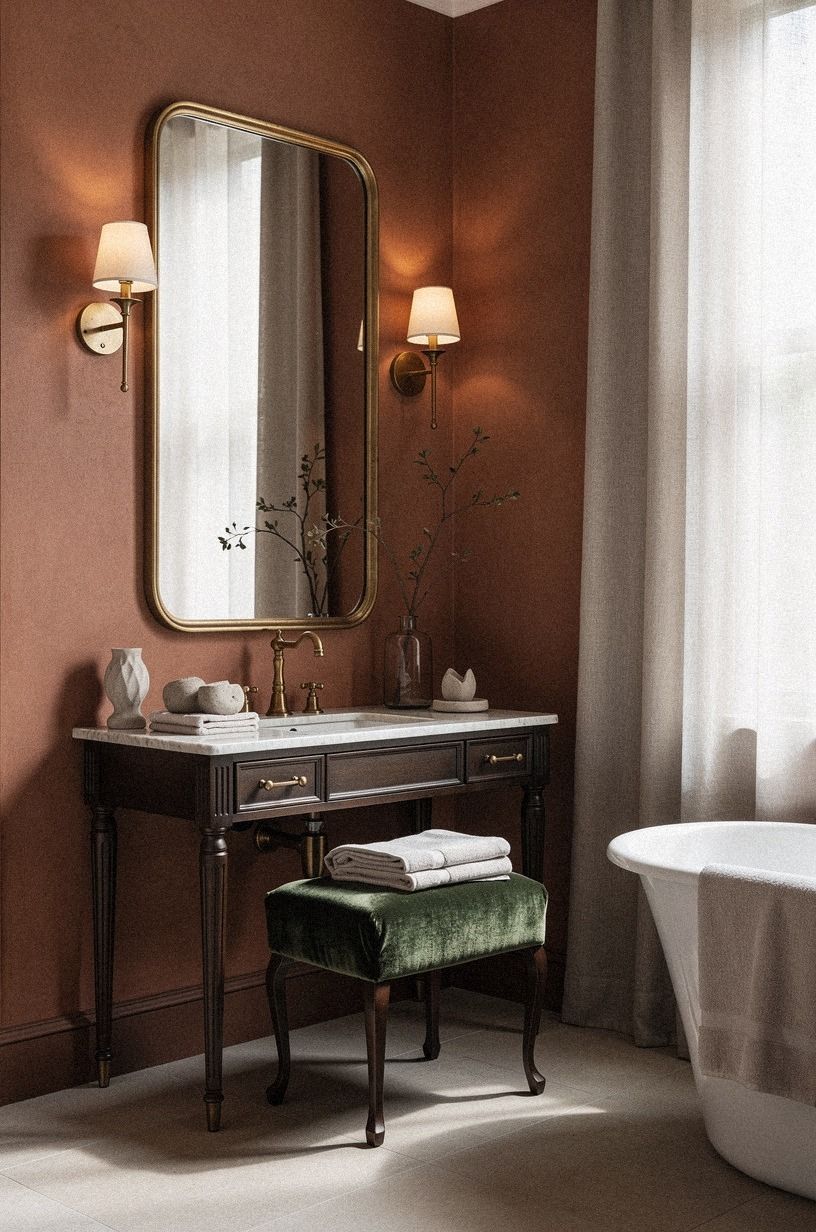 Let white fixtures sharpen the dark ceiling