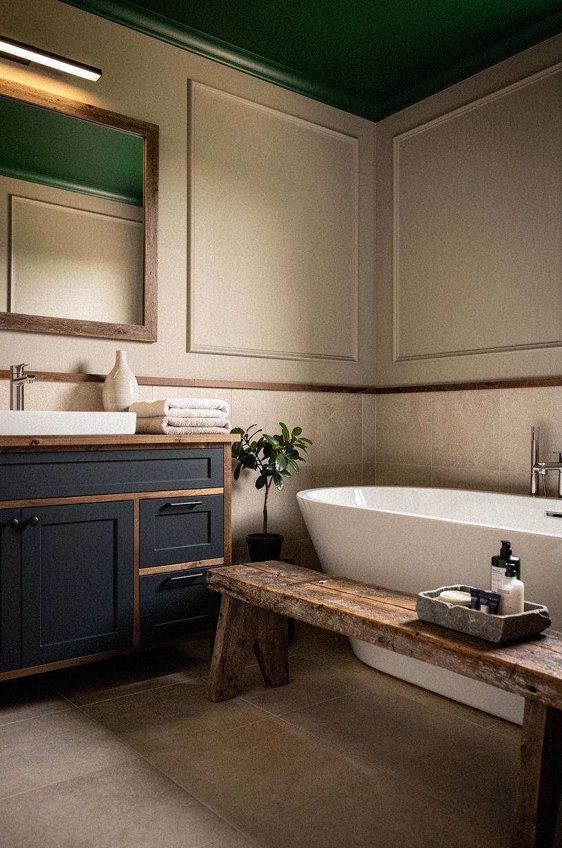 Use the ceiling color over a compact shower