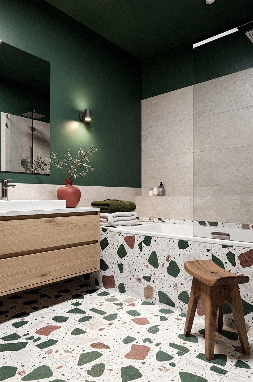 Effortless Dark Green Ceiling Bathroom Looks That Make the 5th Wall Feel Intentional