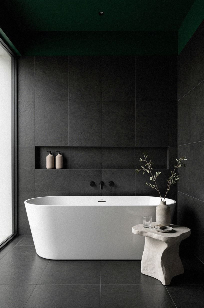 Layer a Three-Height Light Stack above your green ceiling