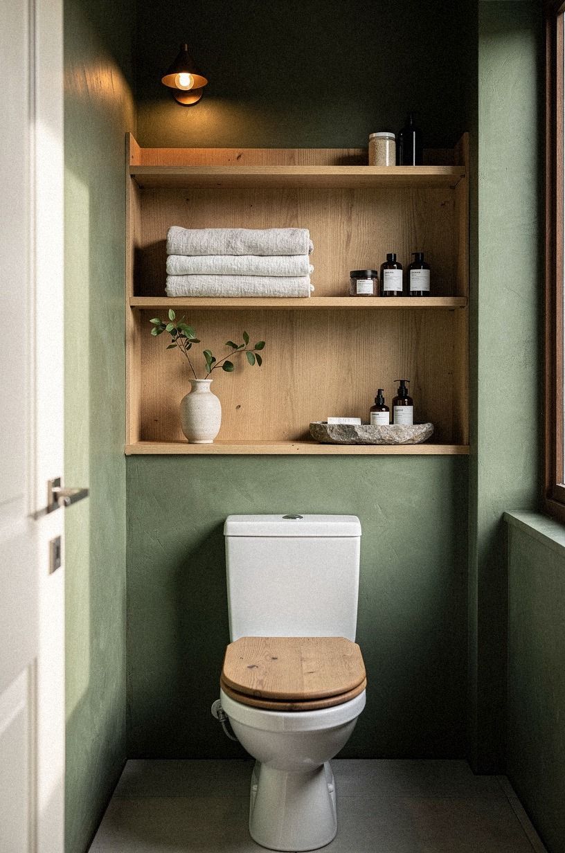 Float Open Shelves Above the Toilet