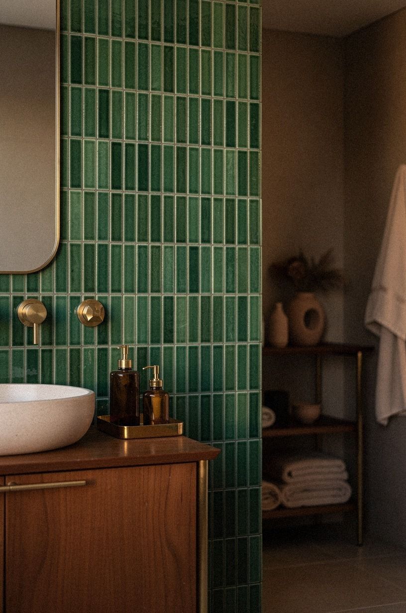 Stack Emerald Green Tile to Stretch the Wall