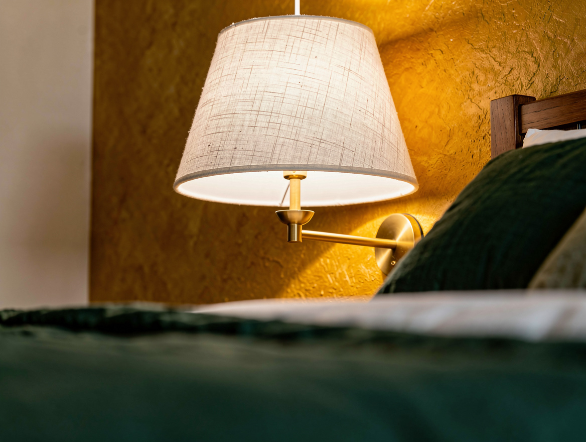 Realistic close-up editorial photo looking upward from the pillow toward a softl