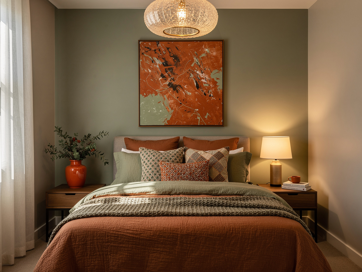 Realistic medium-shot home-decor photo of a narrow bedroom with a frosted ceilin