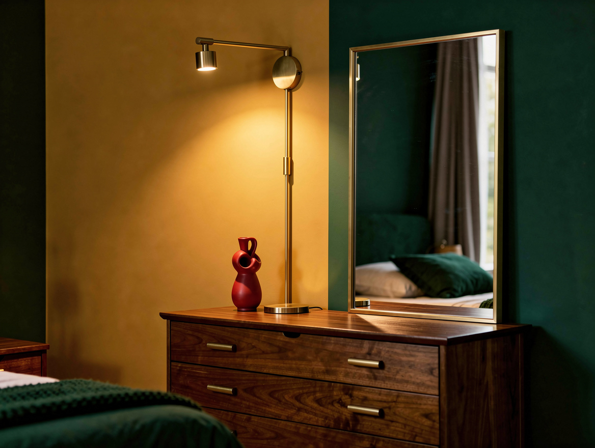 Realistic medium-shot home-decor photo of a compact plug-in track light illumina
