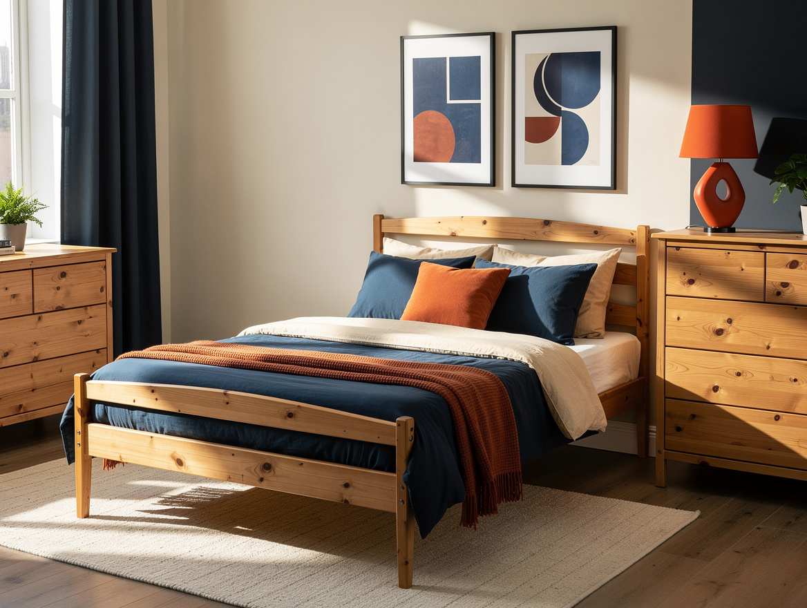Realistic medium-shot home-decor photo of a compact guest bedroom with an IKEA-s