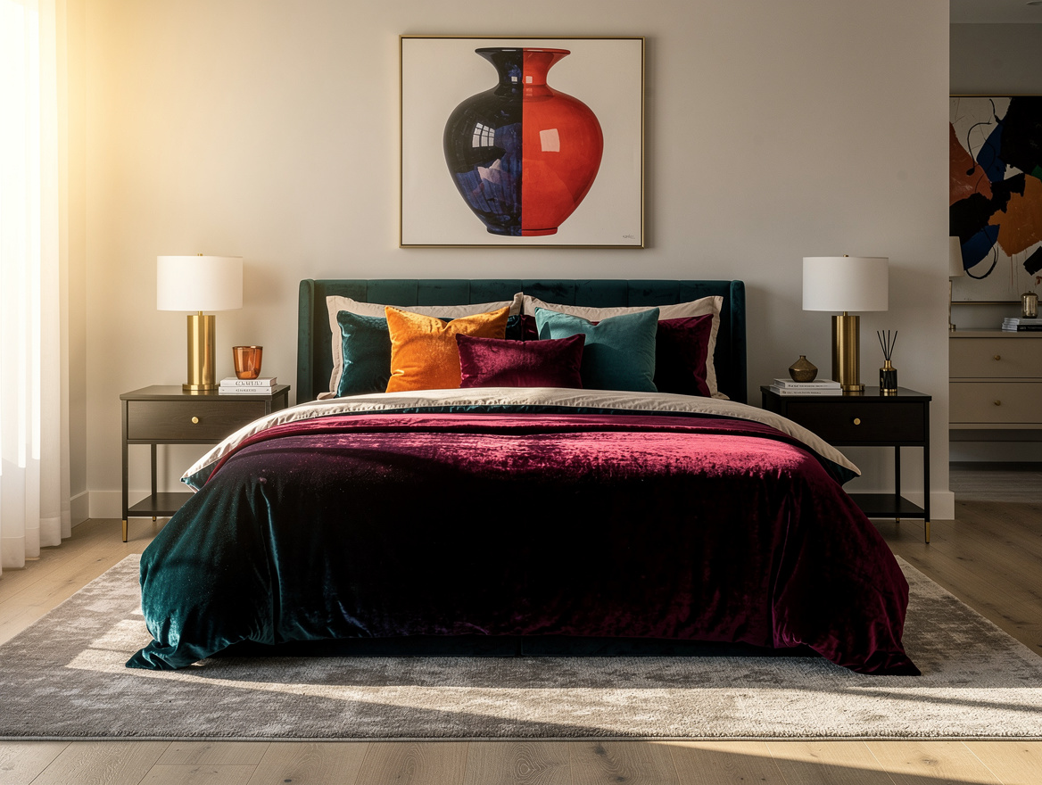 Realistic medium-shot home-decor photo showing a queen bed placed on an oversize