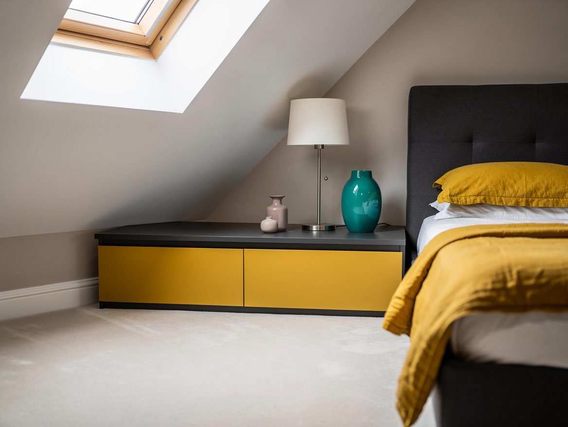 Realistic medium-wide home interior photo showing a shallow continuous drawer ru