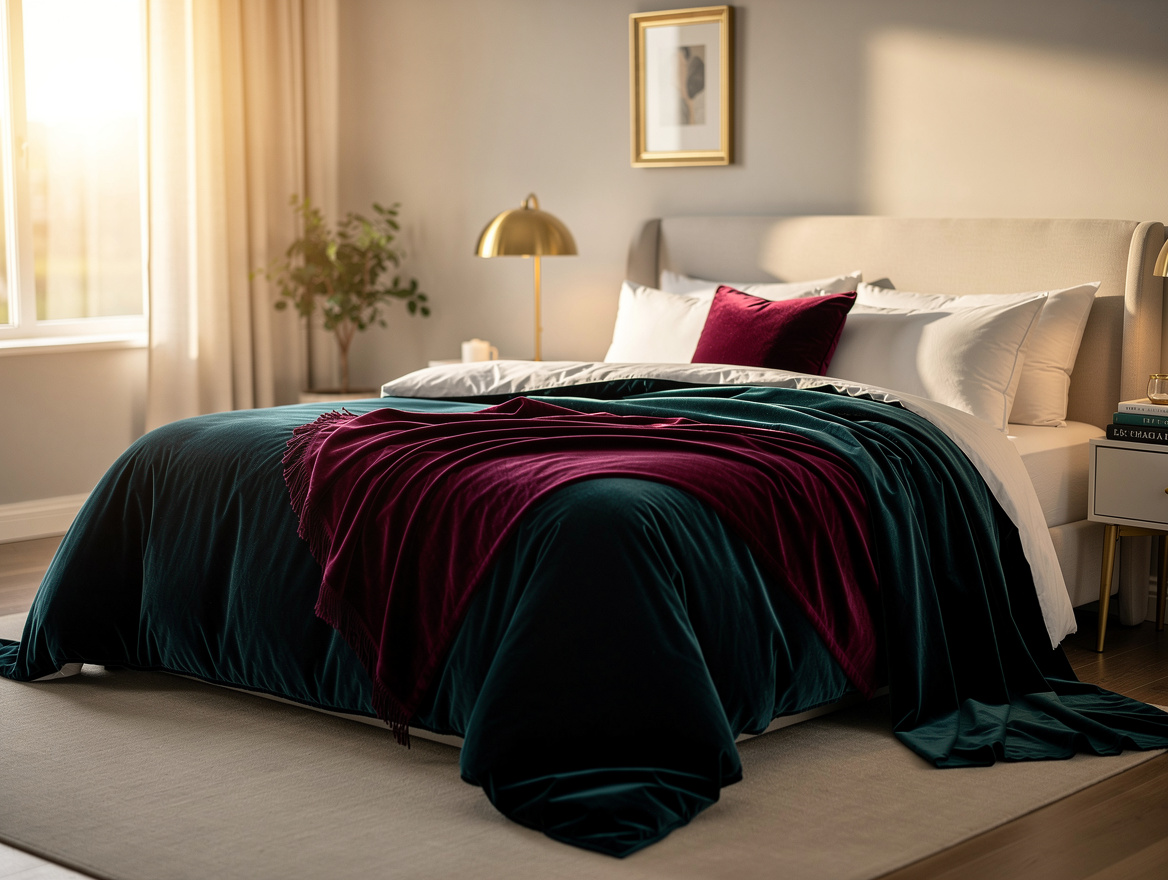 Realistic medium-shot home-decor photo of a queen bed styled with a wider king-s