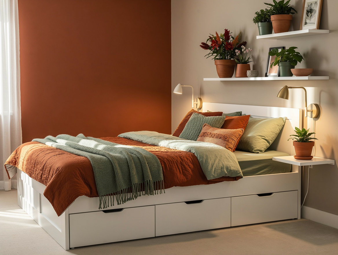 Realistic medium-shot home-decor photo of a small bedroom with an IKEA-style whi