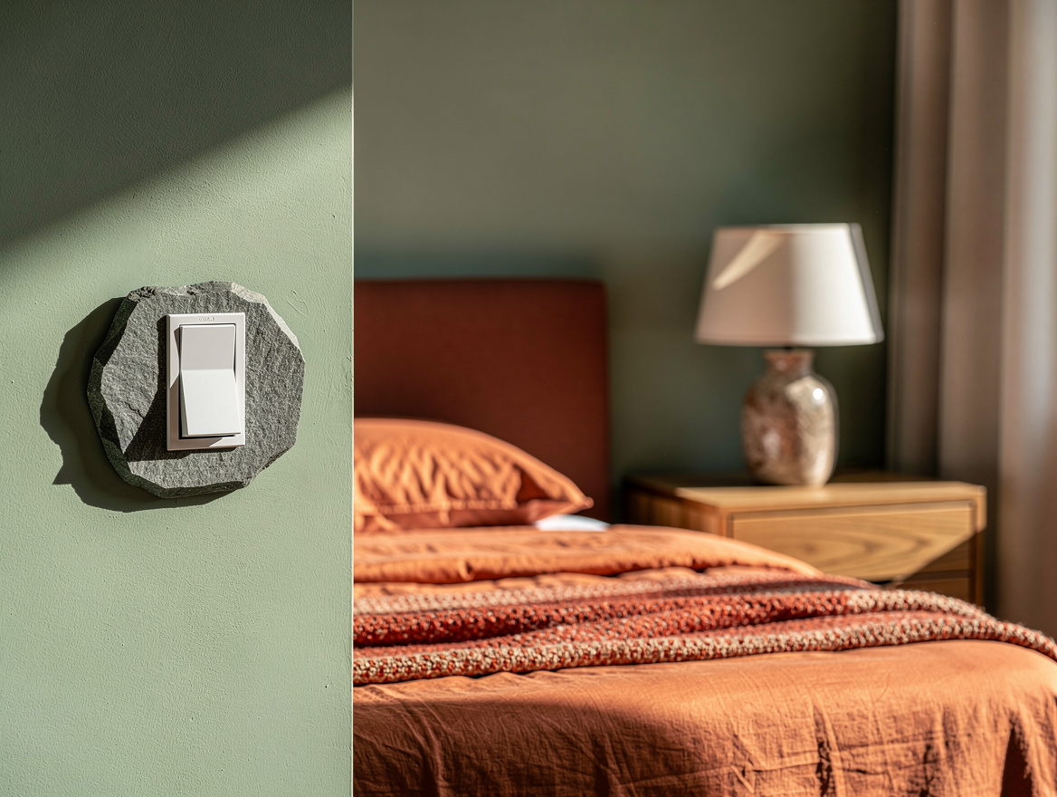 Realistic medium-shot home-decor photograph showing a large flat rocker switch b
