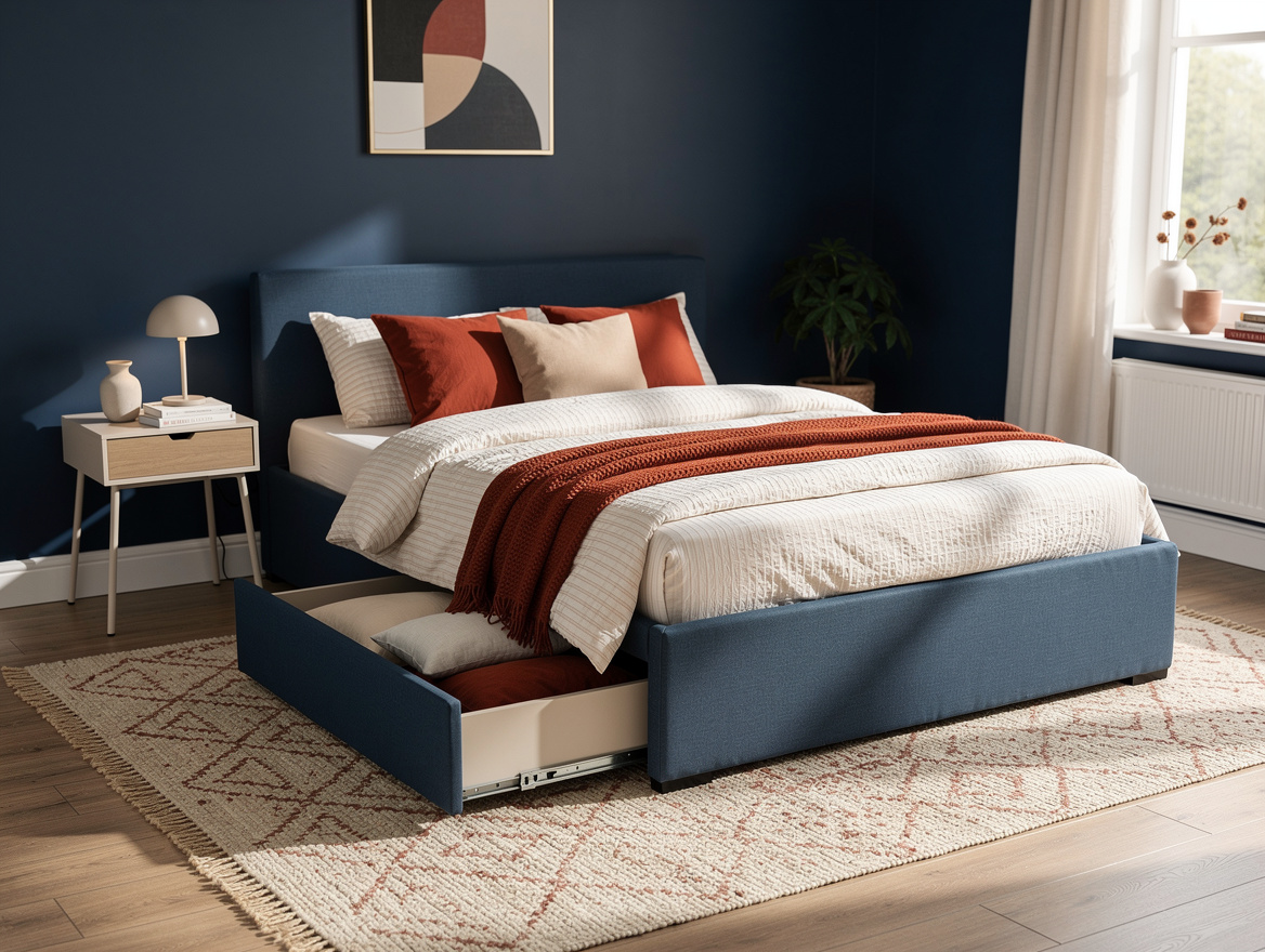 Realistic wide editorial home-decor photograph of a small bedroom layout showing