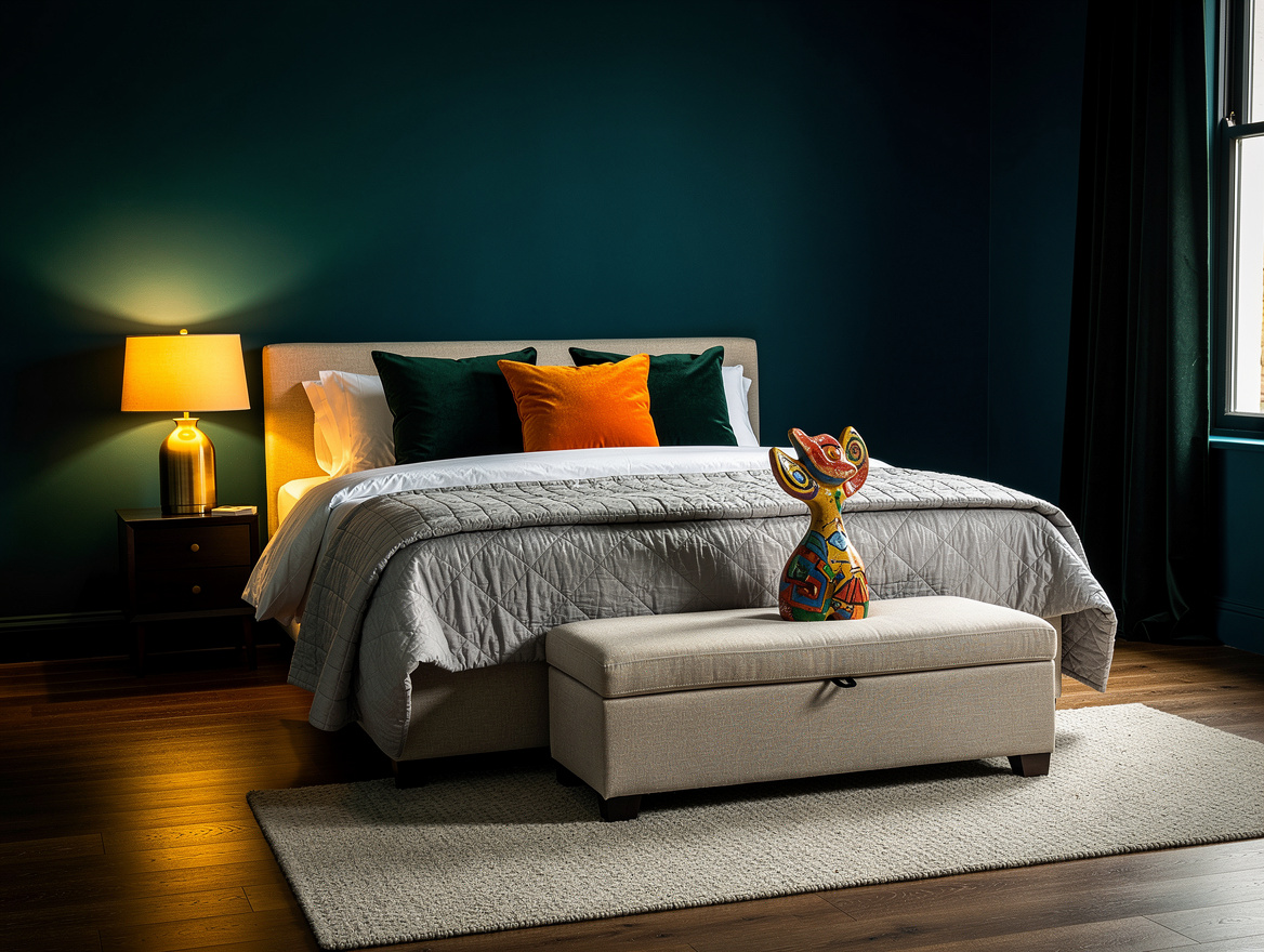 Realistic wide editorial photo of a welcoming guest bedroom with a queen bed, so