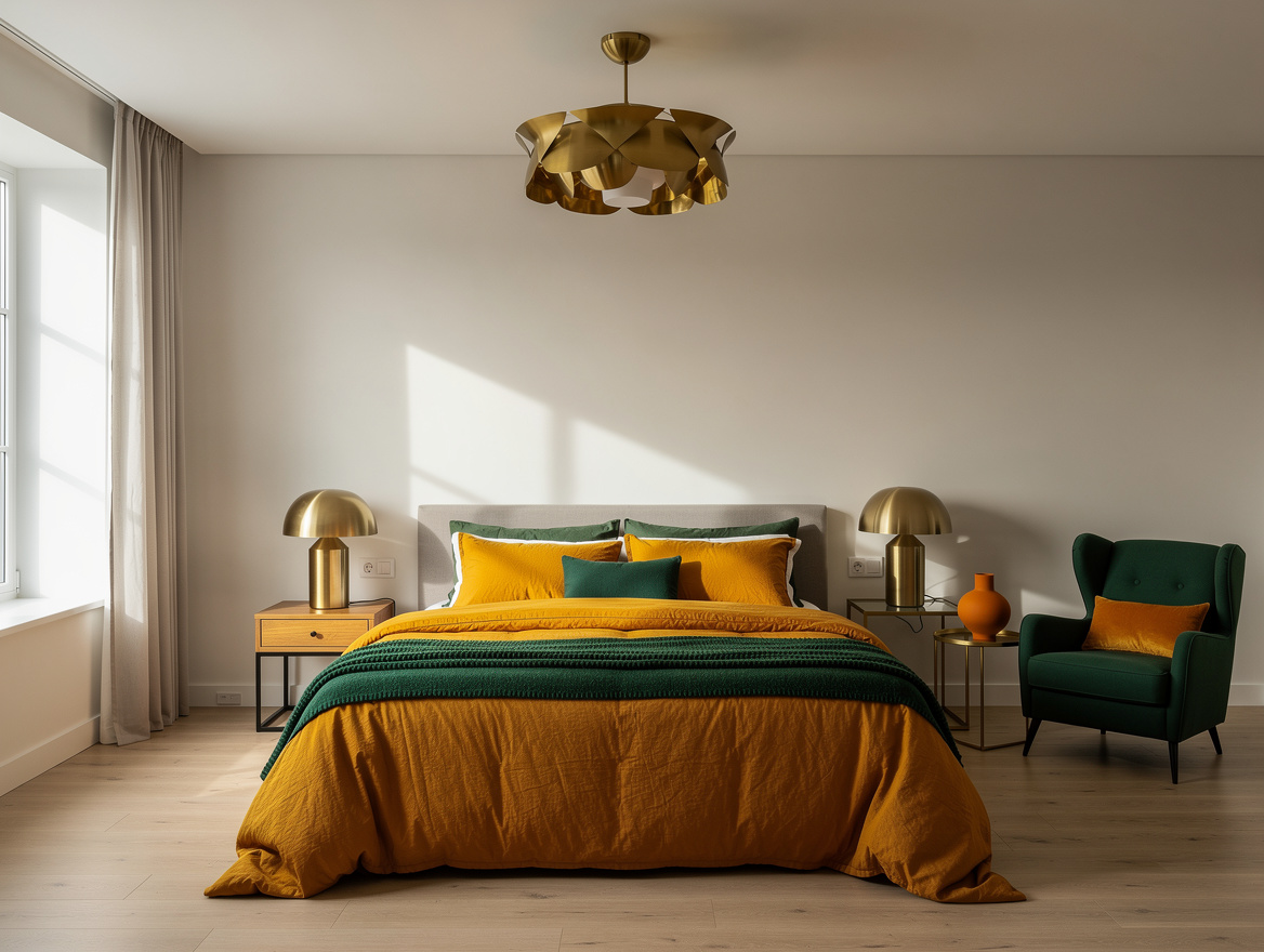 Realistic wide editorial bedroom scene showing the relationship between the cent