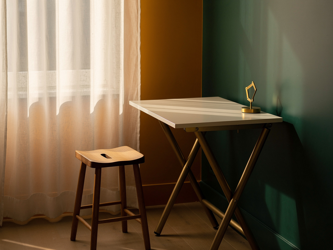 Realistic editorial home-decor photo showing a bedroom-adjacent office closed fo