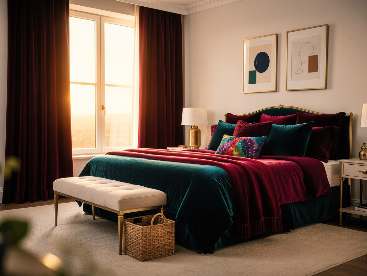 Realistic wide editorial interior photo of a calm queen guest bedroom with walki