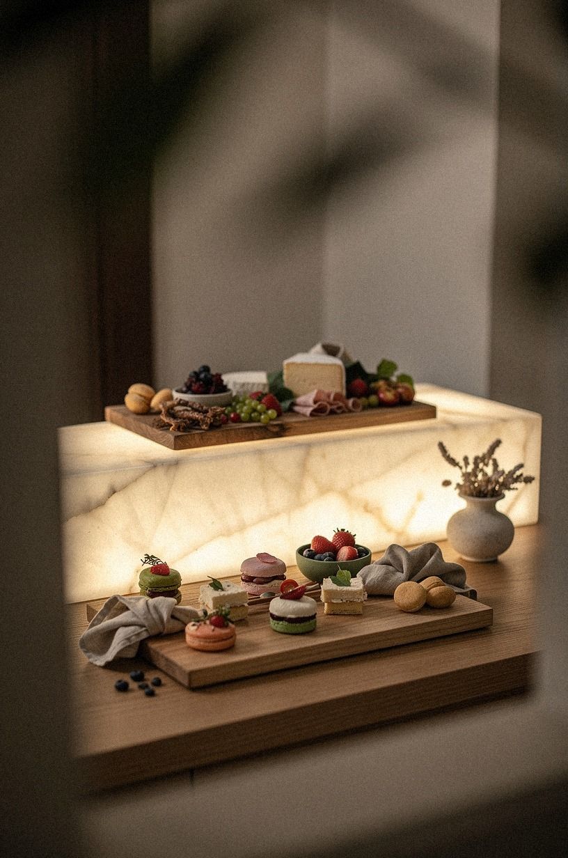 Fold napkins into the dessert grazing board