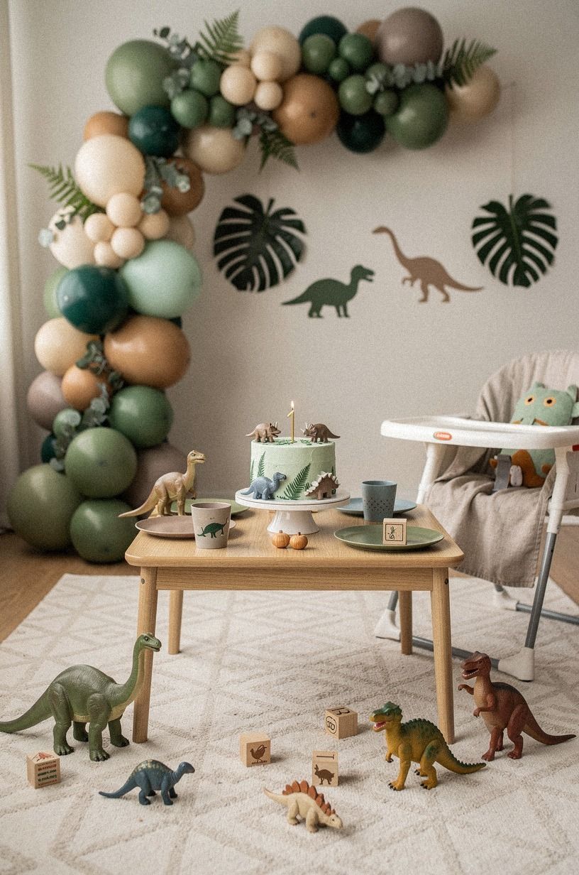 Anchor the dinosaur birthday party first with a rug